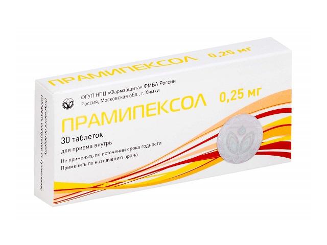 прамипексол 0,25мг. №30 таб.