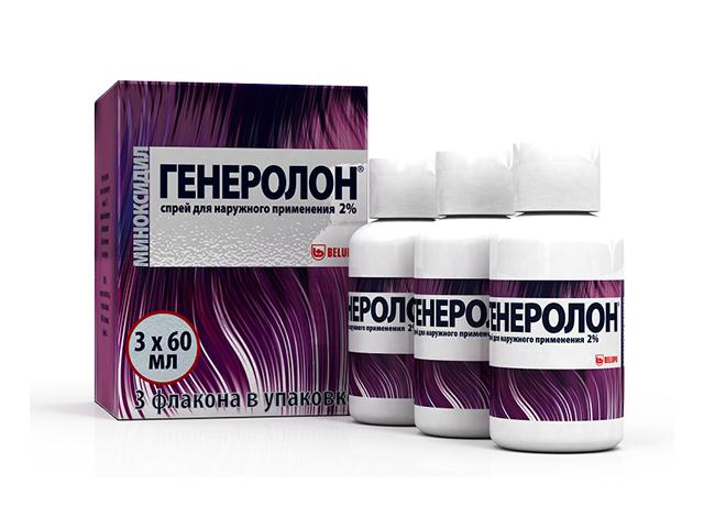 генеролон спрей 2% 60мл. №3 д/наруж.прим. п/выпадения волос фл.