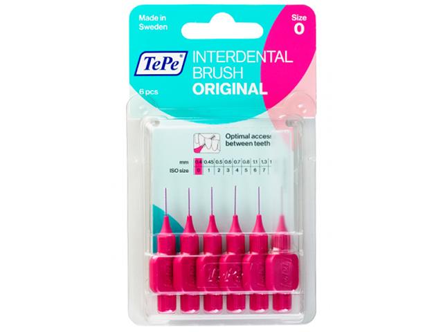 tepe interdental brush original межзубные ершики 0.4 мм.розов., блистер  №6