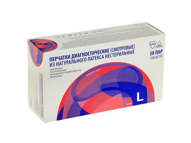 топ глов перчатки латекс. неопудр. р.l  №100 (50 пар)