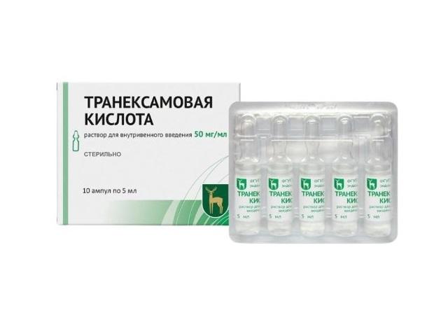 транексамовая кислота 0,05/мл. 5мл. №10 р-р в/в /мэз/