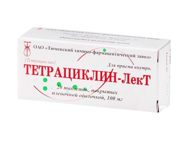 тетрациклин-лект 100мг. №20 таб. п/о /тюменский/ 6304