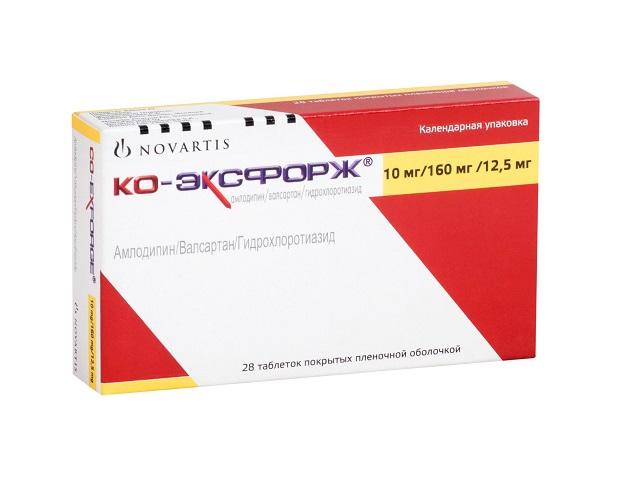 ко-эксфорж 10мг+160мг+12,5мг. №28 таб. п/о 6119