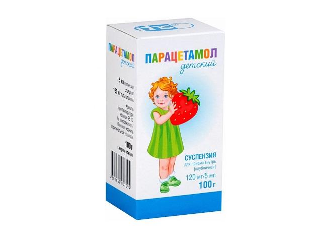 парацетамол 120мг/5мл. 100г. сусп. клубника фл. (сироп) /фармстандарт/ 7094
