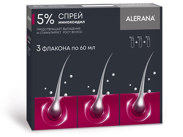 алерана 5% 60мл. спрей д/наруж. п/выпадения волос №3  [alerana] 9151