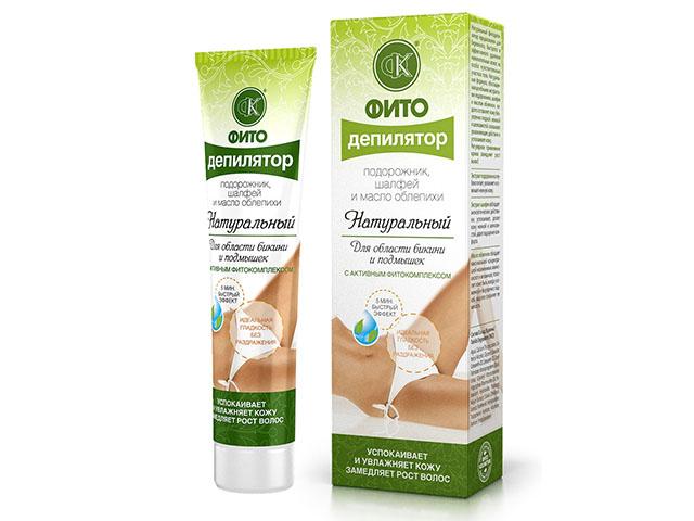 фитодепилятор д/бикини подорожник+шалфей+масло облепихи 100мл.